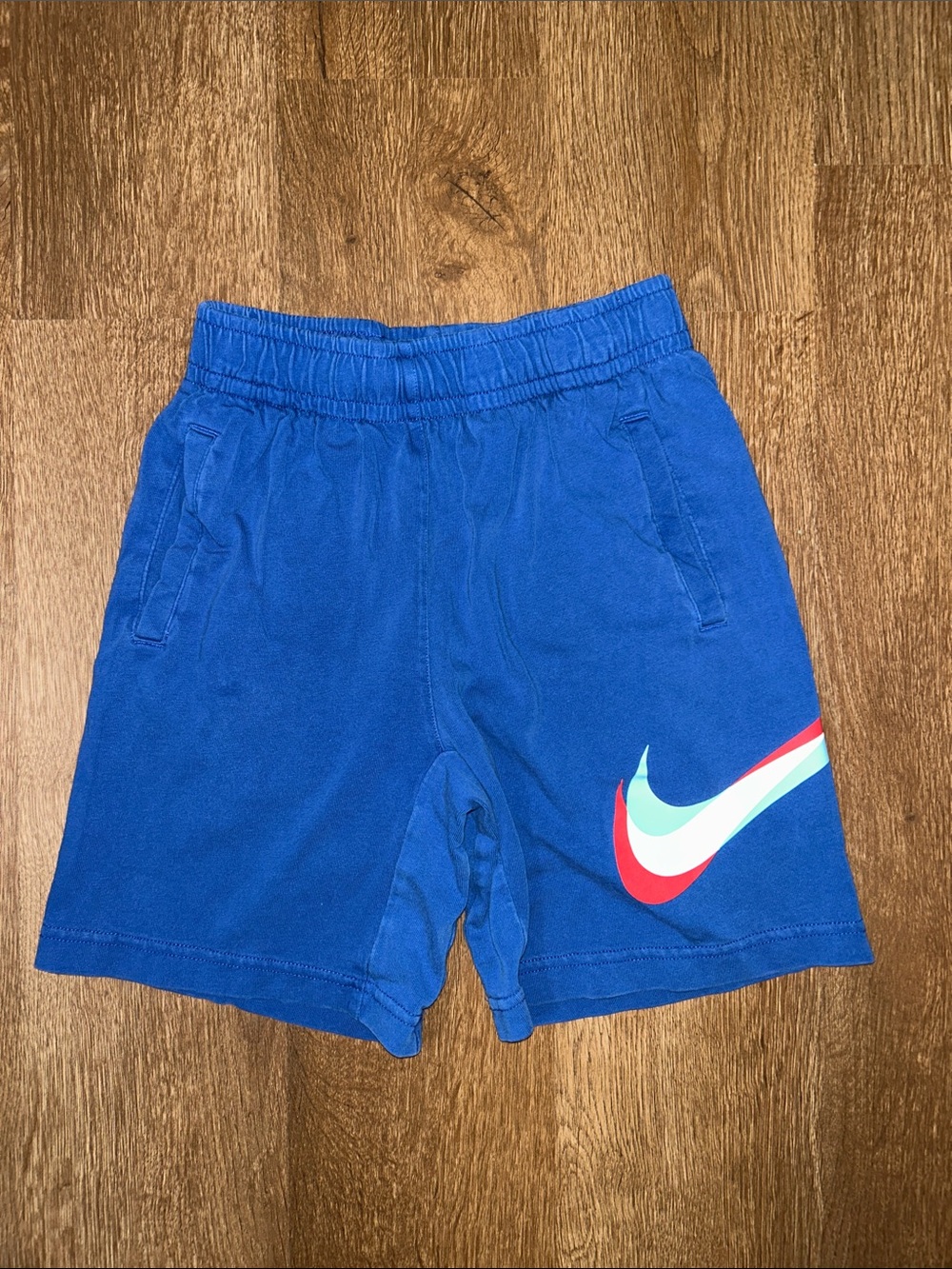 Nike Boys Royal Blue Shorts with Multicolor Swoosh